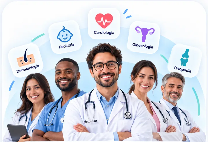 Equipe de médicos de várias especialidades