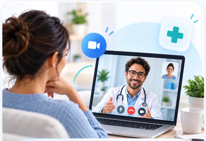 Paciente em consulta médica por vídeo
